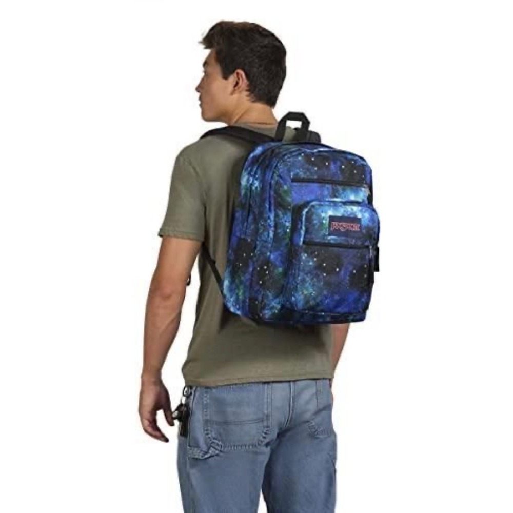 JanSport Big Student Backpack Deep Space Galaxy Print Laptop Bag Blue Purple